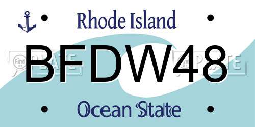 BFDW48 Rhode Island License Plate