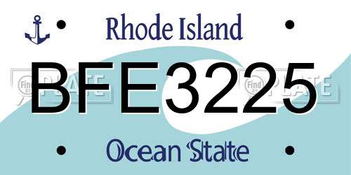 BFE3225 Rhode Island License Plate