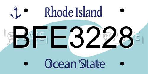 BFE3228 Rhode Island License Plate