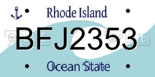 BFJ2353 Rhode Island License Plate