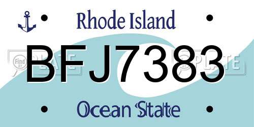 BFJ7383 Rhode Island License Plate