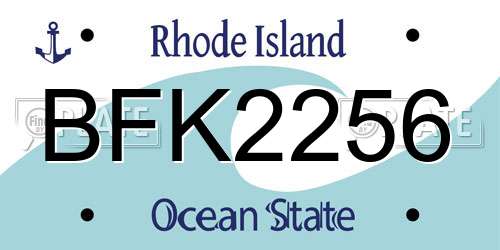 BFK2256 Rhode Island License Plate