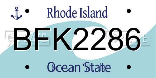 BFK2286 Rhode Island License Plate