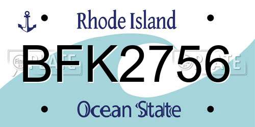 BFK2756 Rhode Island License Plate