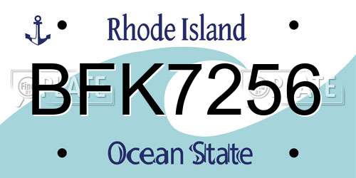 BFK7256 Rhode Island License Plate