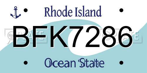BFK7286 Rhode Island License Plate