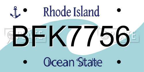 BFK7756 Rhode Island License Plate