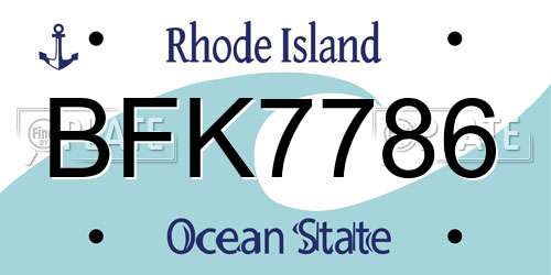 BFK7786 Rhode Island License Plate