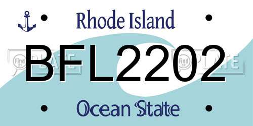 BFL2202 Rhode Island License Plate