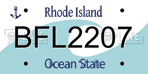 BFL2207 Rhode Island License Plate