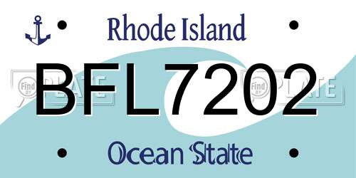 BFL7202 Rhode Island License Plate