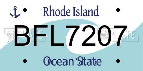 BFL7207 Rhode Island License Plate
