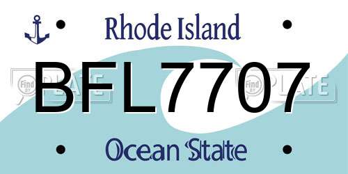 BFL7707 Rhode Island License Plate