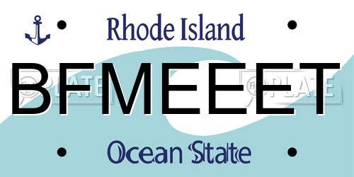 BFMEEET Rhode Island License Plate