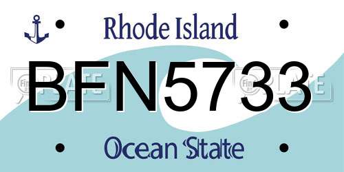 BFN5733 Rhode Island License Plate