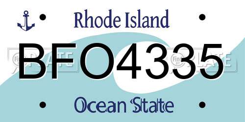 BFO4335 Rhode Island License Plate
