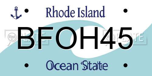 BFOH45 Rhode Island License Plate