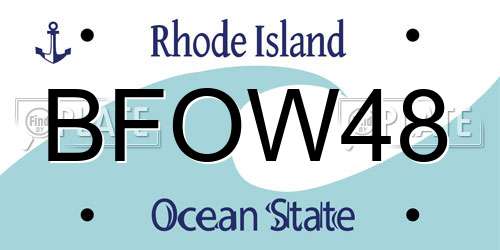 BFOW48 Rhode Island License Plate