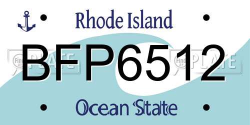 BFP6512 Rhode Island License Plate