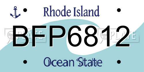 BFP6812 Rhode Island License Plate
