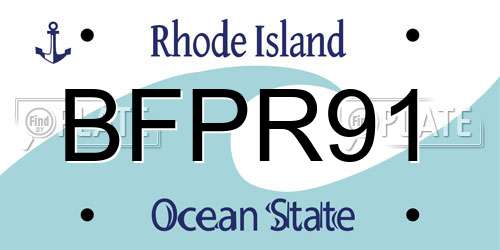 BFPR91 Rhode Island License Plate