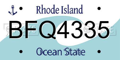 BFQ4335 Rhode Island License Plate