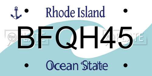 BFQH45 Rhode Island License Plate