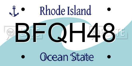 BFQH48 Rhode Island License Plate