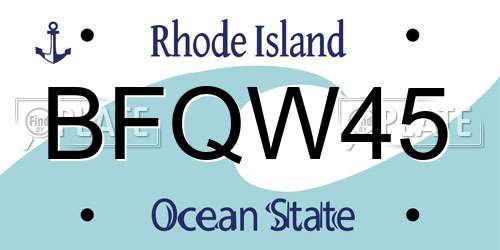 BFQW45 Rhode Island License Plate