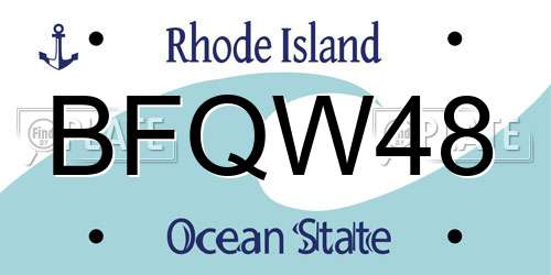 BFQW48 Rhode Island License Plate