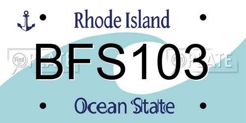 BFS103 Rhode Island License Plate