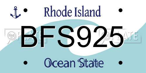 BFS925 Rhode Island License Plate