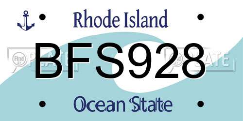 BFS928 Rhode Island License Plate