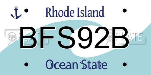 BFS92B Rhode Island License Plate