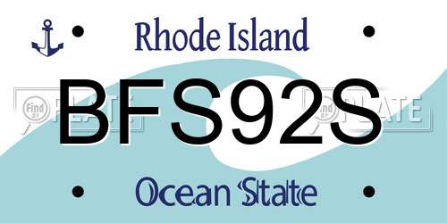 BFS92S Rhode Island License Plate