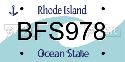 BFS978 Rhode Island License Plate