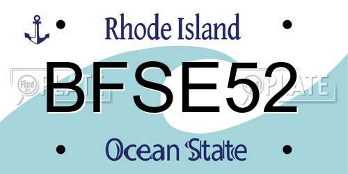 BFSE52 Rhode Island License Plate