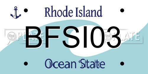BFSI03 Rhode Island License Plate