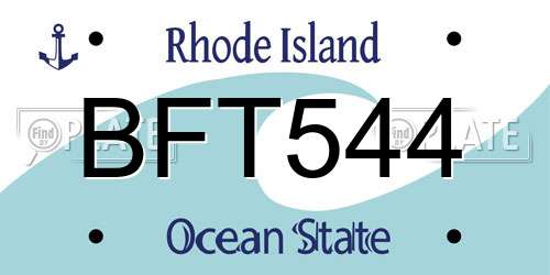 BFT544 Rhode Island License Plate