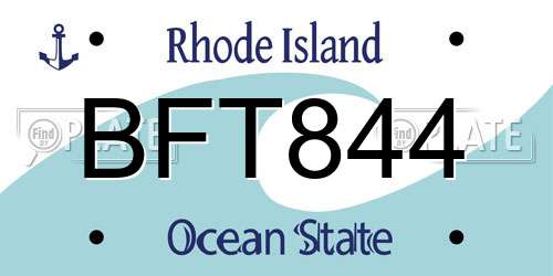 BFT844 Rhode Island License Plate