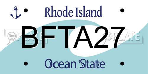 BFTA27 Rhode Island License Plate