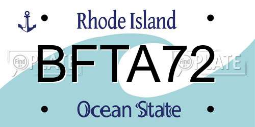BFTA72 Rhode Island License Plate