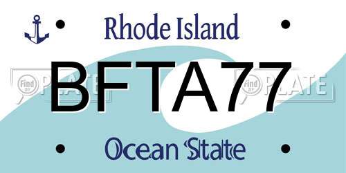 BFTA77 Rhode Island License Plate