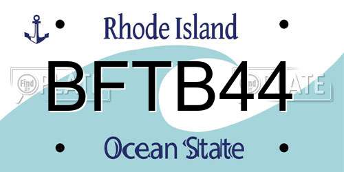 BFTB44 Rhode Island License Plate