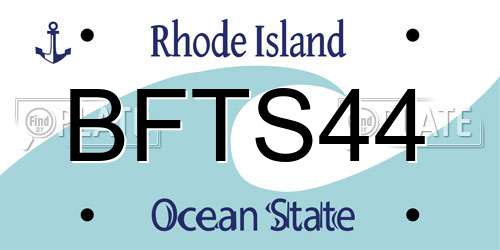 BFTS44 Rhode Island License Plate