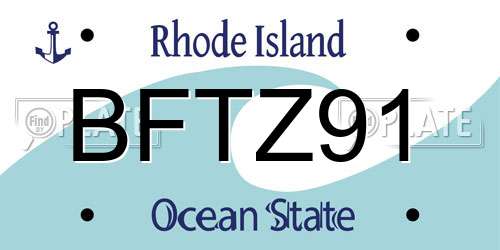 BFTZ91 Rhode Island License Plate