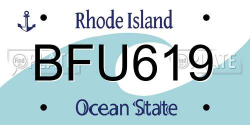 BFU619 Rhode Island License Plate