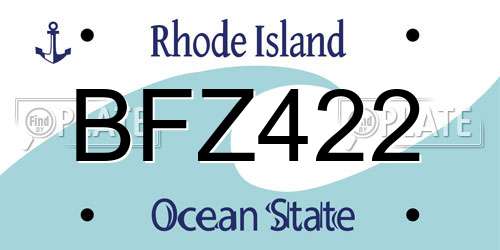 BFZ422 Rhode Island License Plate