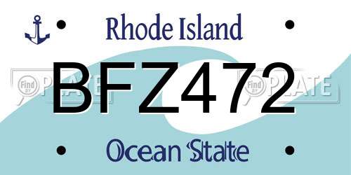 BFZ472 Rhode Island License Plate