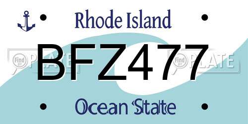 BFZ477 Rhode Island License Plate